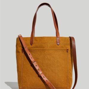 Madewell Medium Canvas Transport Tote in Acorn with Leather Trim